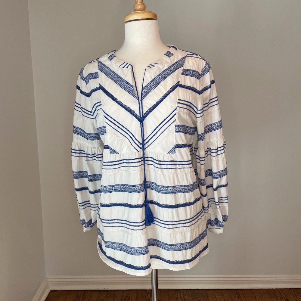 Blue & White Blouse Brand New Size Medium